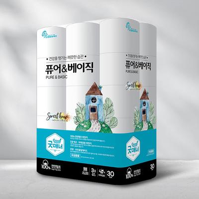 굿매너 천연펄프 3겹 비데겸용 롤휴지 퓨어앤베이직 20 (20m x 30롤)