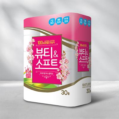 [100% 천연펄프 비데겸용] 3겹 엠보싱 뷰티앤소프트 30m x 30롤