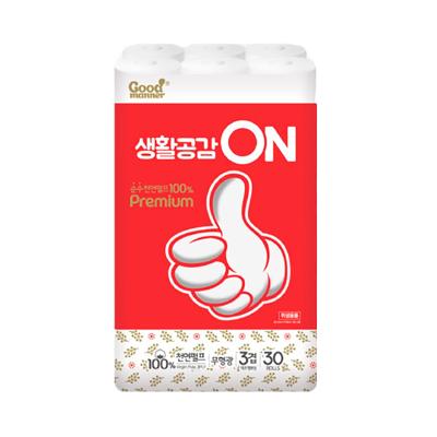 100% 고급 천연펄프 3겹 비데겸용 롤휴지 생활공감온 30 x 30롤