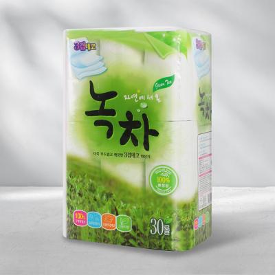 100% 고급 천연원목펄프 그린티향 3겹 데코 엠보싱 자연에서 온 녹차 25m x 30롤(비데겸용)