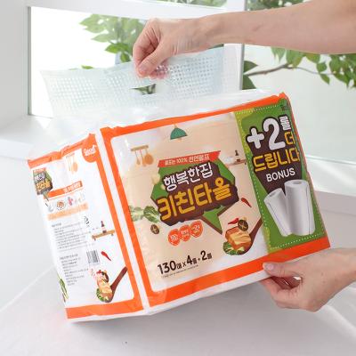 [100% 천연펄프 2겹 엠보싱] 행복한집 키친타올 130매 x 6롤