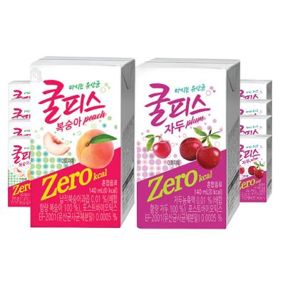 [동원] 쿨피스 제로 테트라 복숭아 140ml 12개 + 자두 140ml 12입 음료