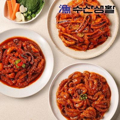 [수산생활] 볶음 3종 3팩 (오징어1+낙지1+쭈꾸미1)+모짜렐라치즈1팩