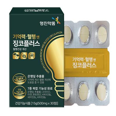 [영진약품] 기억력 혈행엔 징코플러스 500mg x 30정