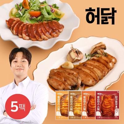 [허닭] 슬라이스 스팀 소스 닭가슴살 100g 5팩 (4종 택1)