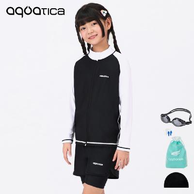 아쿠아티카 아동 래쉬가드 AQAJJ451+AQA420 반바지3부워터레깅스 일반용수경5종세트 (블랙화이트)