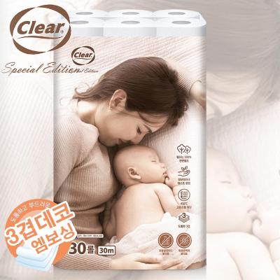 [클리어] Clear 화장지 3겹데코 30mX30롤 2팩 두루마리 화장지