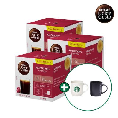 [돌체구스토] 12입 커피캡슐 3박스 (카페 아메리카노) + 스타벅스 머그컵 랜덤증정