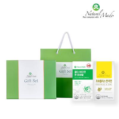 [네츄럴메이드] 멀티비타민 앤 미네랄 (90정)+프로폴리스(90캡슐) 선물세트/쇼핑백