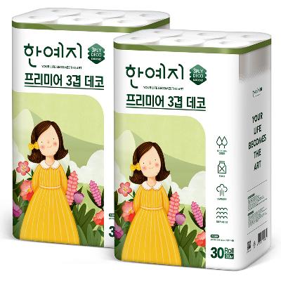 한예지 3겹 대용량 데코 프리미어 30M 30롤 (2팩)