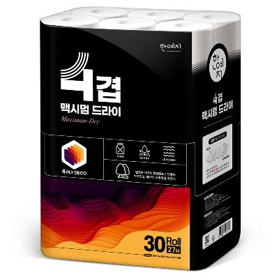 한예지 4겹 맥시멈드라이 27M 30롤 (1팩)