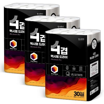 한예지 4겹 맥시멈드라이 27M 30롤 (3팩)