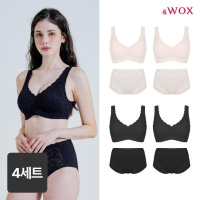 WOX(왁스) 꿈의브라 팬티 톤업 레이스 런닝형 4세트 여성 심리스 브라_[332]