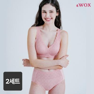 WOX(왁스) 꿈의브라 팬티 톤업 레이스 런닝형 2세트 여성 심리스 브라_[332]
