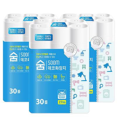 [숨] 데코 화장지 3겹 27m 30롤 X 3팩 화장지 두루마리 휴지