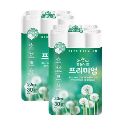 [행운드림] 행운드림 프리미엄 3겹 30m 30롤 X 2팩 화장지 두루마리 휴지