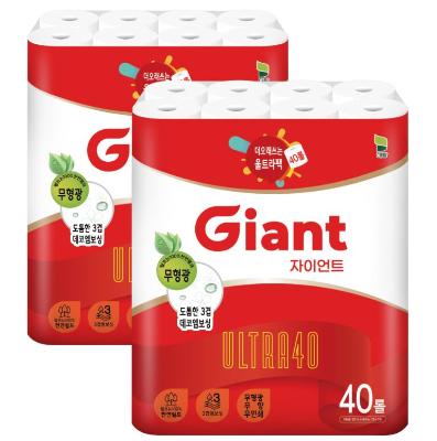 자이언트 울트라 40 천연펄프 대용량 40롤 2팩