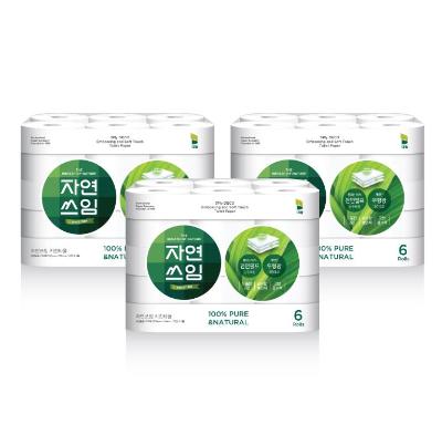 자연쓰임 천연펄프 키친타올 150매 6입 3팩 총18롤