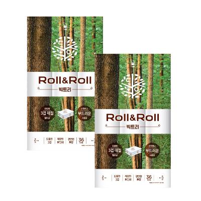 대왕롤앤롤 빅트리 3겹 고급롤화장지, 25m, 36개입 2팩
