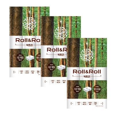 대왕롤앤롤 빅트리 3겹 고급롤화장지, 25m, 36개입 3팩