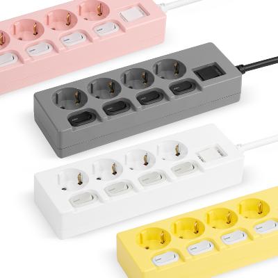 국산 개별스위치 통합스위치 절전 컬러 멀티탭 4구 3M (색상 선택) 