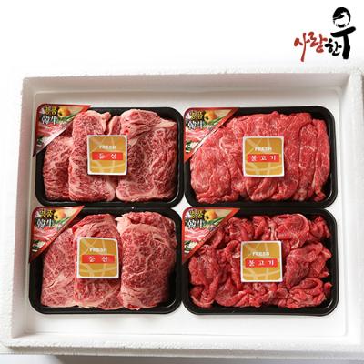 사랑한우 실속스페셜 1.6Kg 등등불불 (등심400g+등심400g+불고기400g+불고기400g) +부직포가방 포함