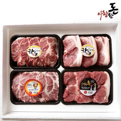 사랑한돈 제주 흑백 한돈 스페셜 2Kg (제주흑전지 500g+제주목살 500g+한돈전지 500g+한돈목살 50